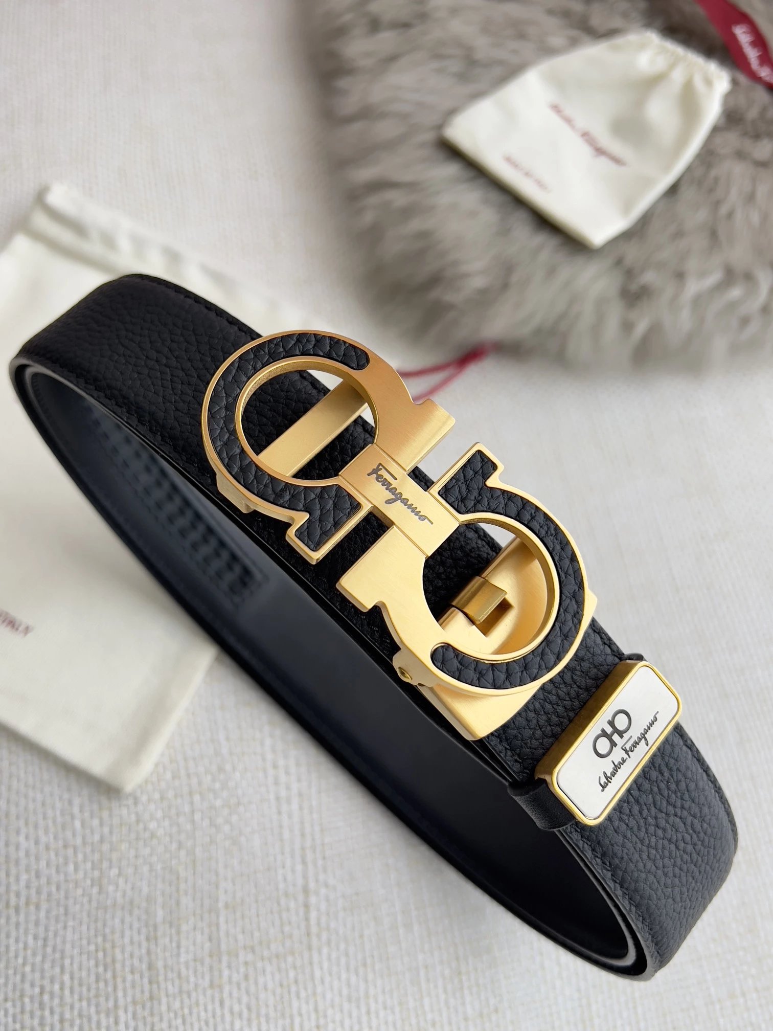 Salvatore Ferragamo Gancini Double G Buckle Tan Leather Belt - 11