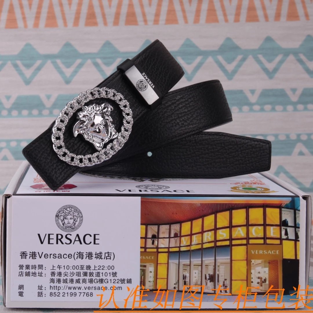 Versace Medusa Head Buckle Leather Belt Black - 4