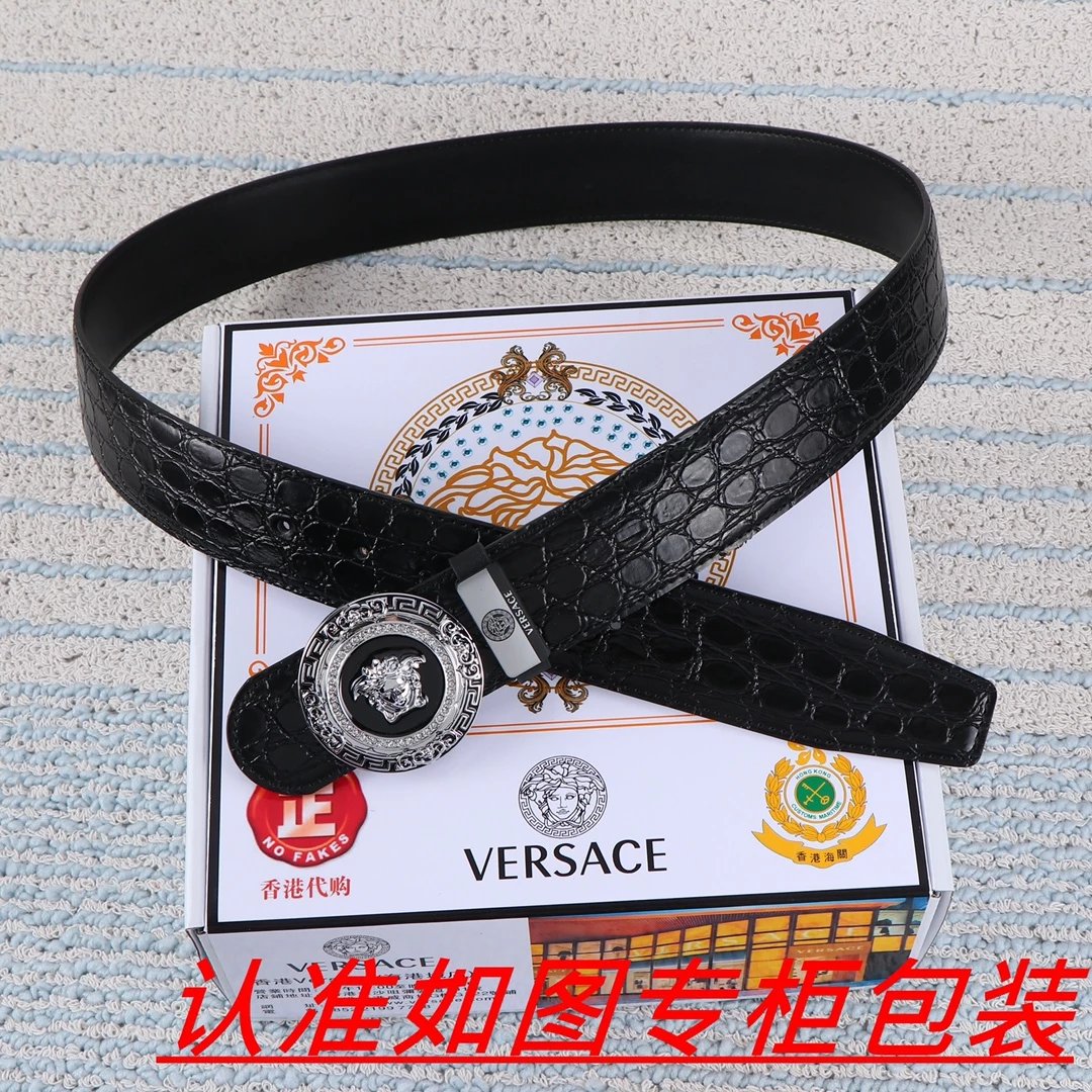 Versace Medusa Interlocking Buckle Belt Black Leather - 13