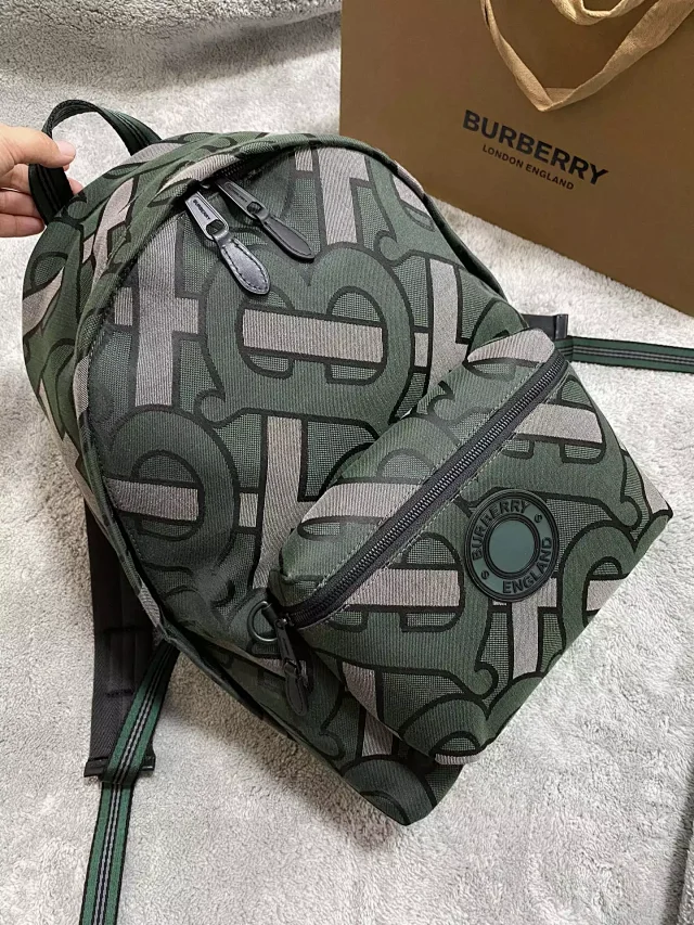 Burberry Backpacks Nylon drawstring backpack with buckle straps and zip pockets product detail image 13
