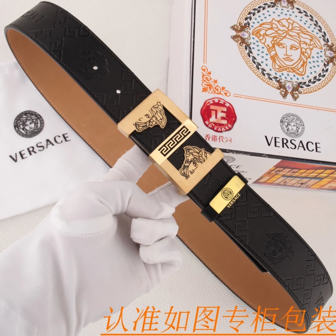 Versace Medusa Interlocking Buckle Belt Black Leather - 3
