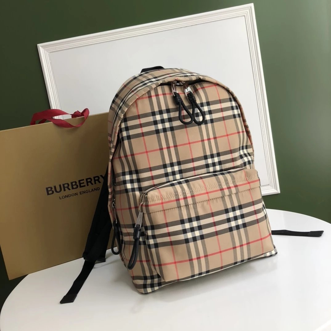 Burberry Thomas Bear Check Drawstring Backpack Beige Mini Backpack - 11