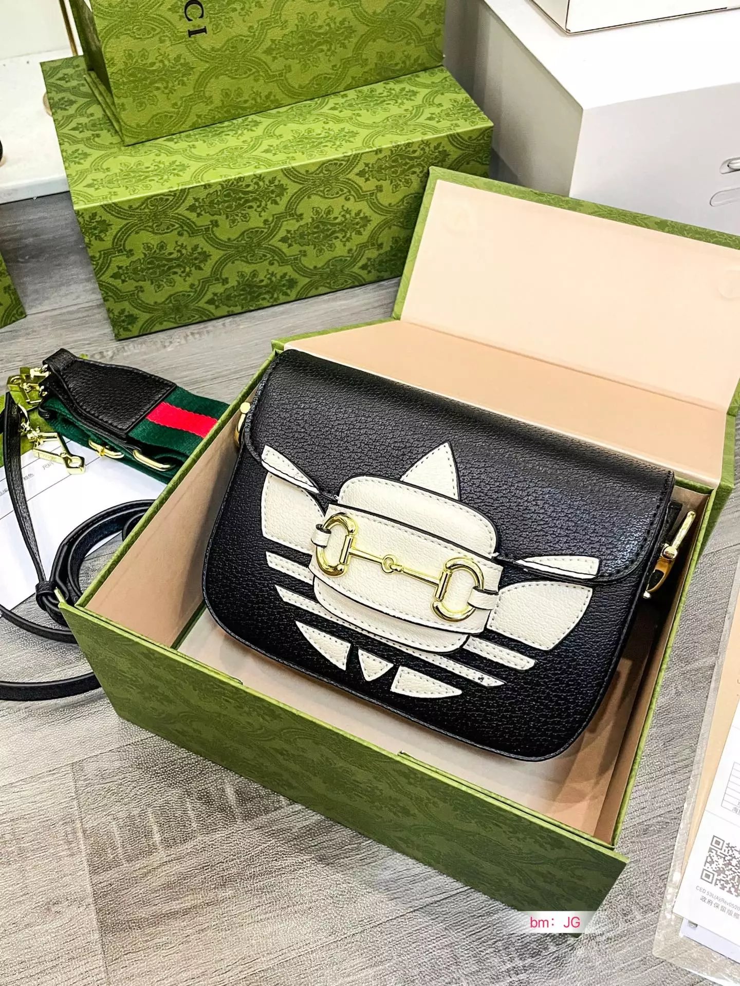 Gucci Mini Boston Bag Black and White Horsebit Cat Motif Handbag - 13