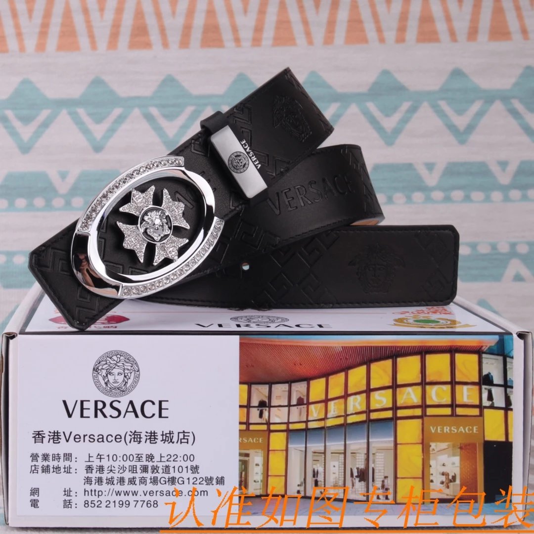 Versace Medusa Head Buckle Leather Belt Black - 10