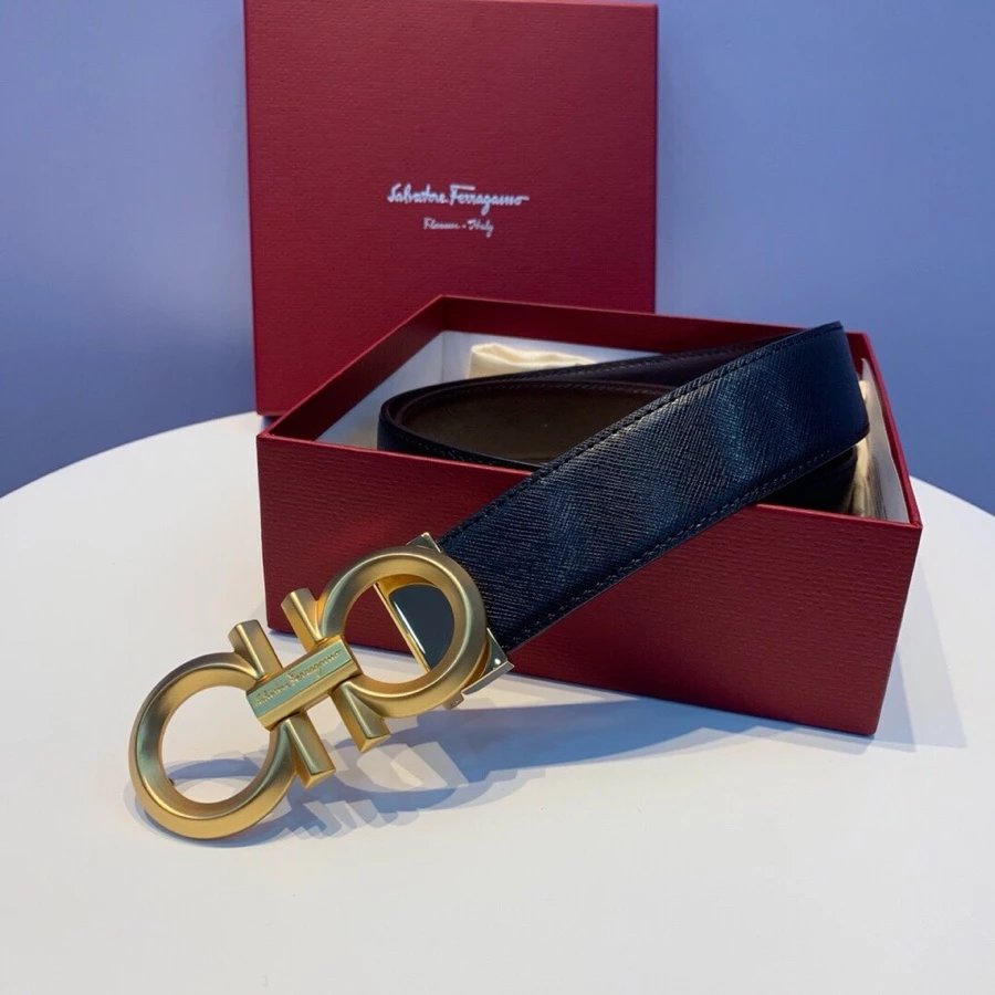 Salvatore Ferragamo Gancini Double G Buckle Tan Leather Belt - 2