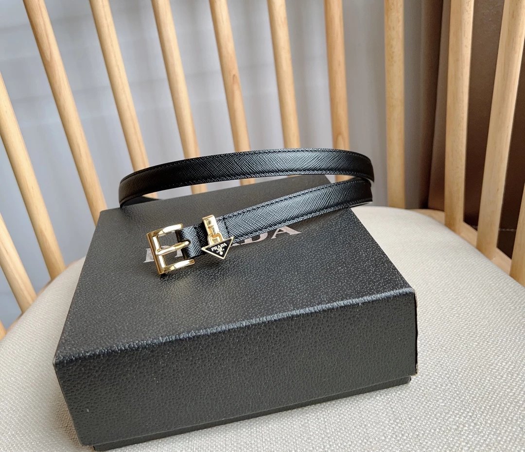 Prada Reversible Leather Belt Black / Gold - 13