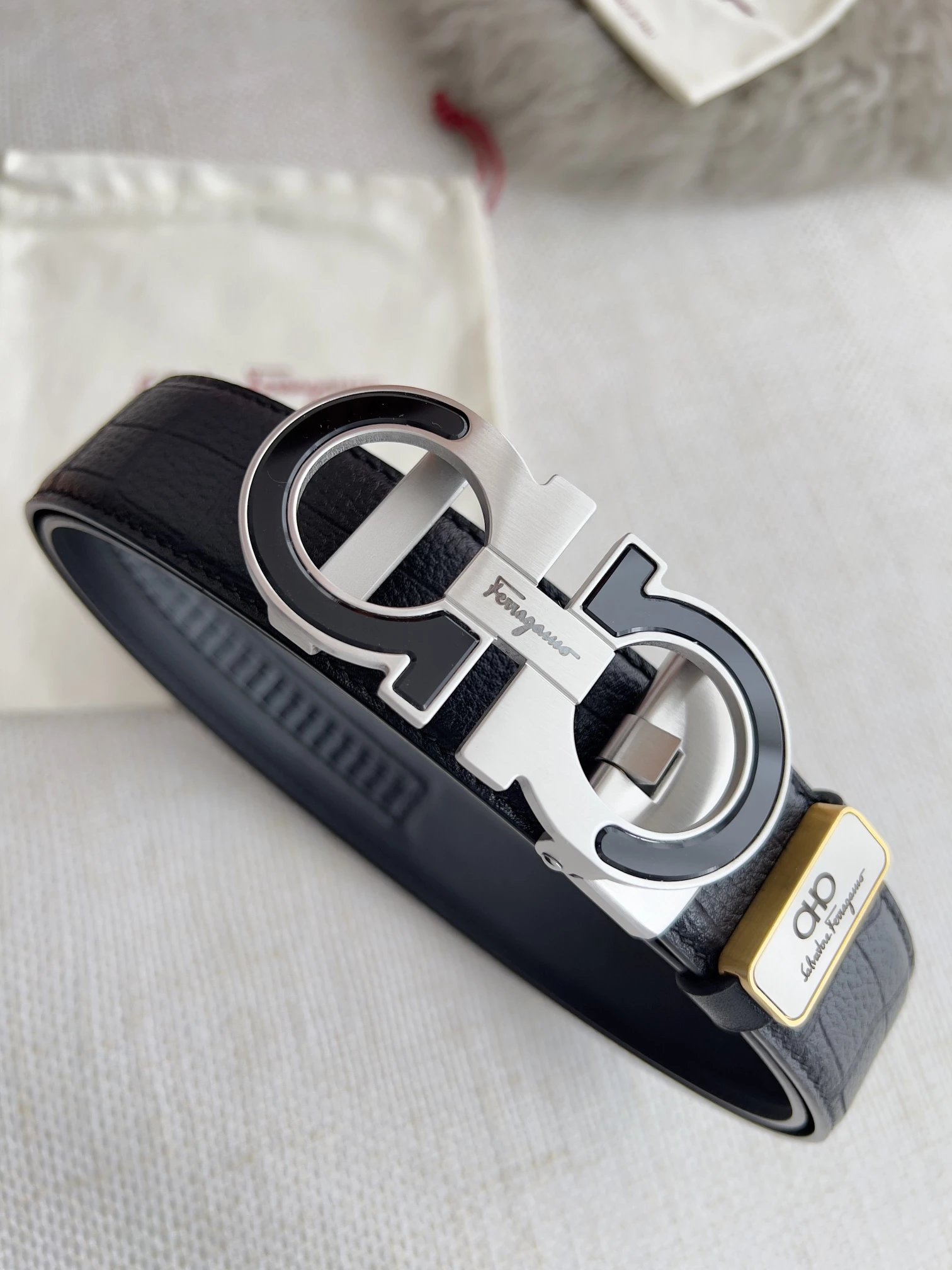 Salvatore Ferragamo Gancini Double G Buckle Tan Leather Belt - 13