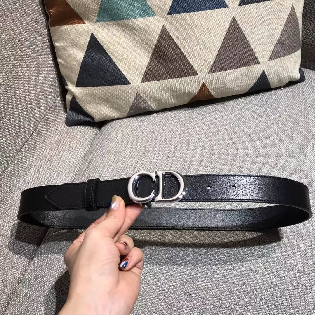 Dior CD Logo Belt Black Leather Belt - 8