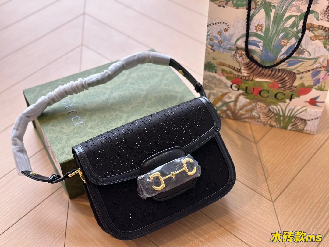 Gucci Horsebit 1955 Mini Saddle Bag Black Crossbody Bag - 8