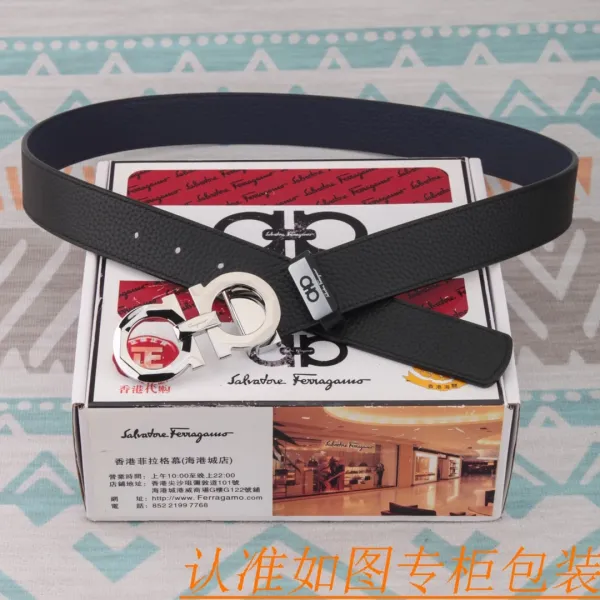 Salvatore Ferragamo Gancini Belt Black Leather Belt - 7