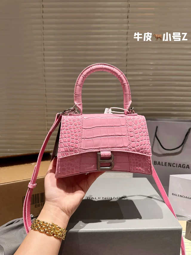 Balenciaga Handbags Hourglass crocodile-embossed top-handle bag product detail image 4