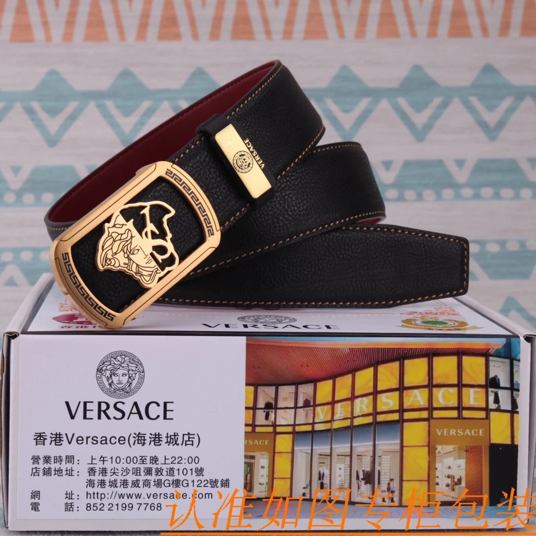 Versace Medusa Head Buckle Leather Belt Black - 13