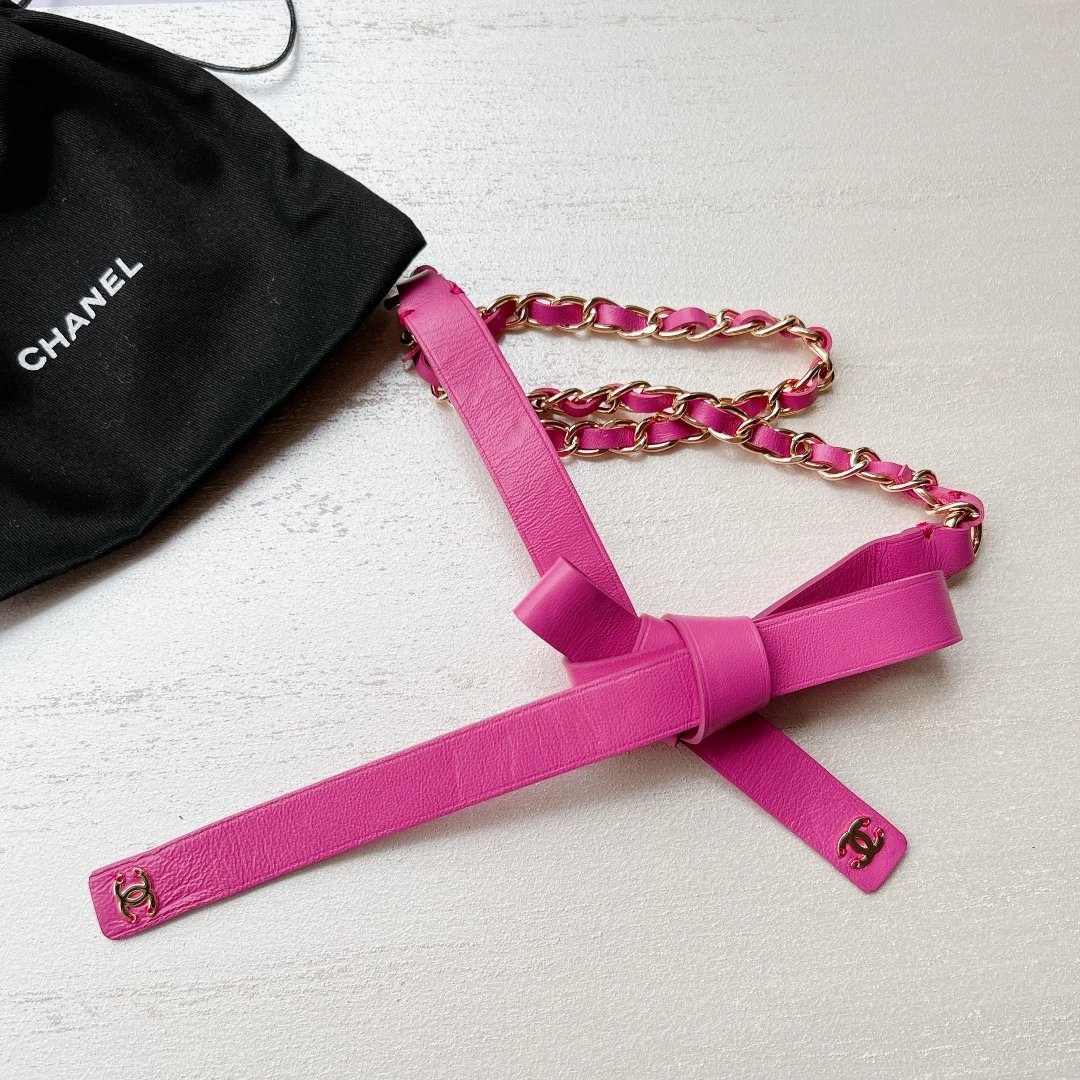 Chanel CC Logo Belt Pink Leather Belt - 15
