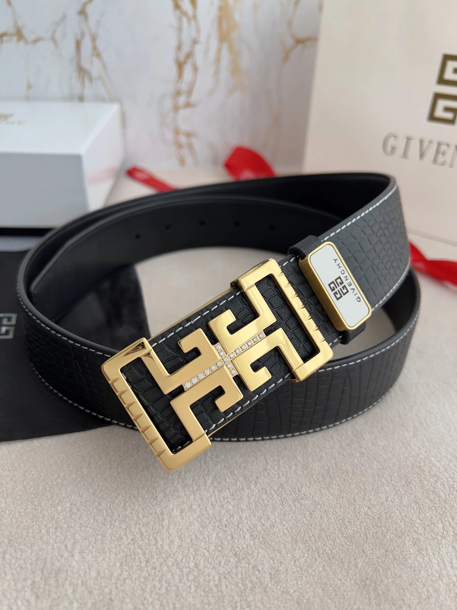 Givenchy 4G Logo Buckle Belt Black Leather Belt - 7
