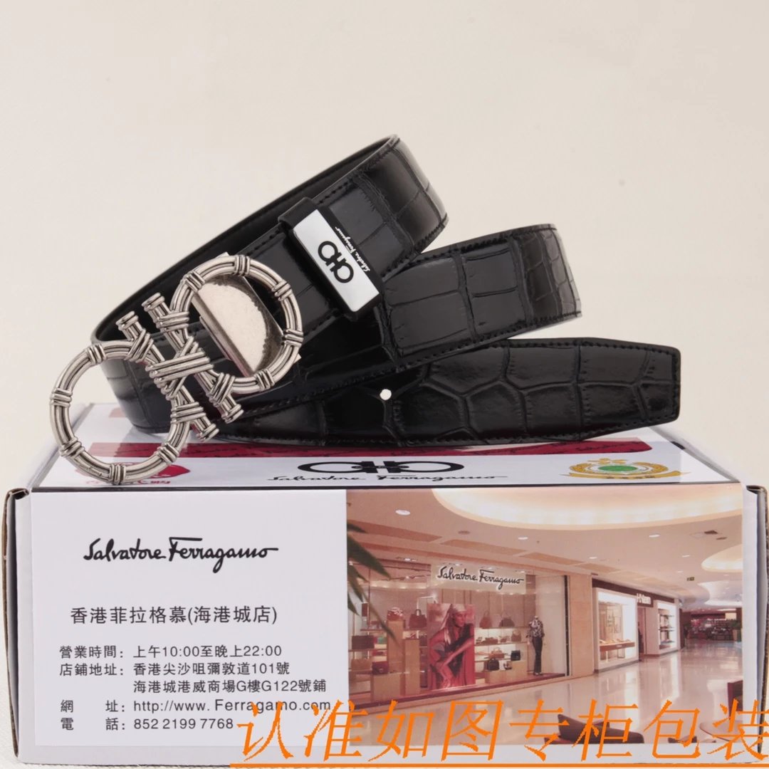 Salvatore Ferragamo Gancini Belt Black Leather Belt - 14