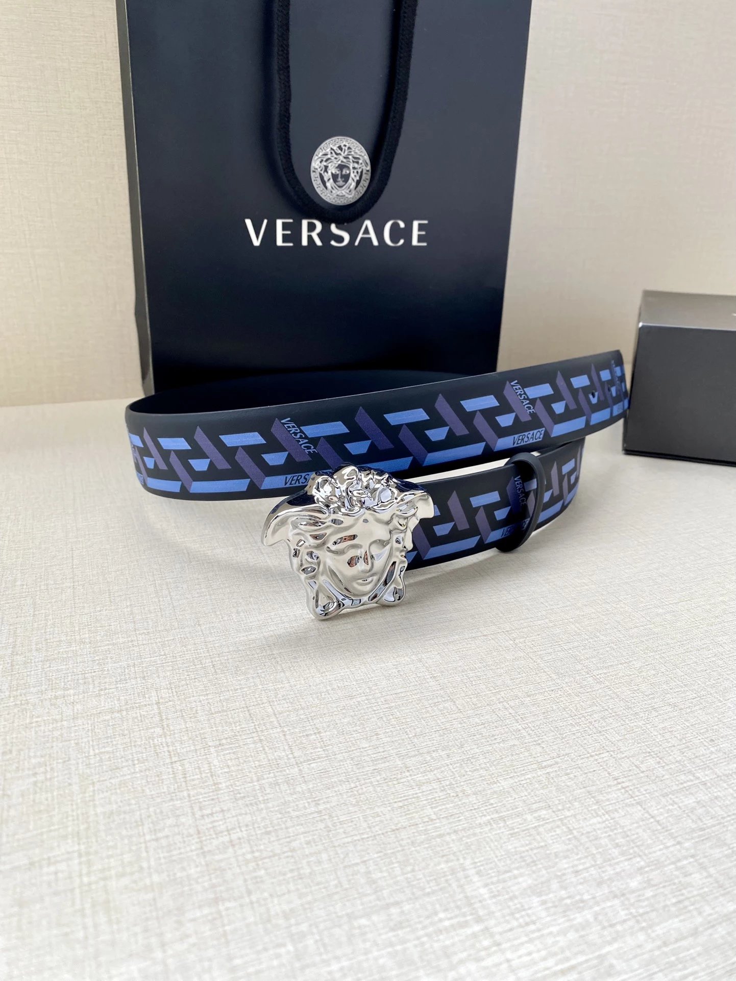 Versace Medusa Head Belt Multicolor Leather Belt - 6