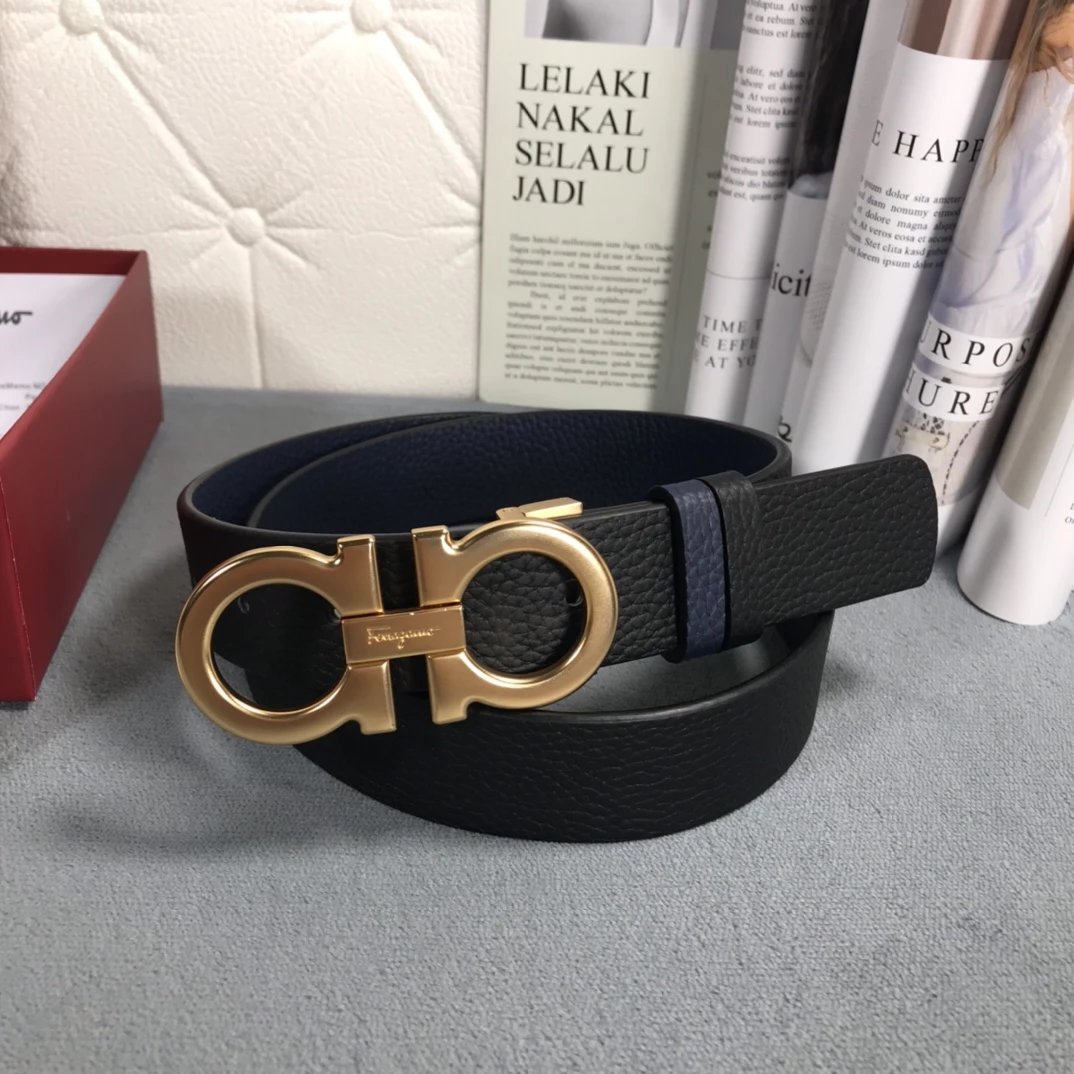 Salvatore Ferragamo Gancini Buckle Black Leather Belt - 10