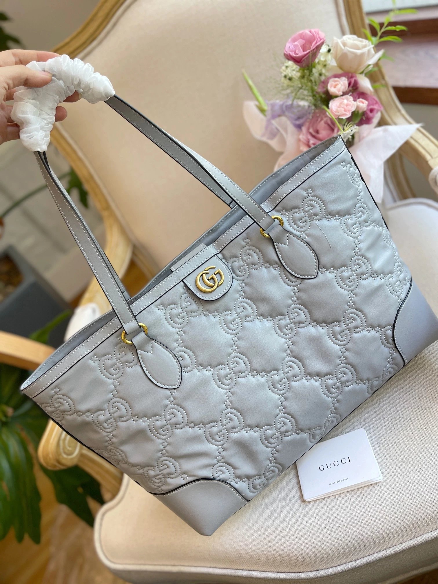 Gucci Mini Marmont Crystal-Embellished Beige Tote Bag - 4
