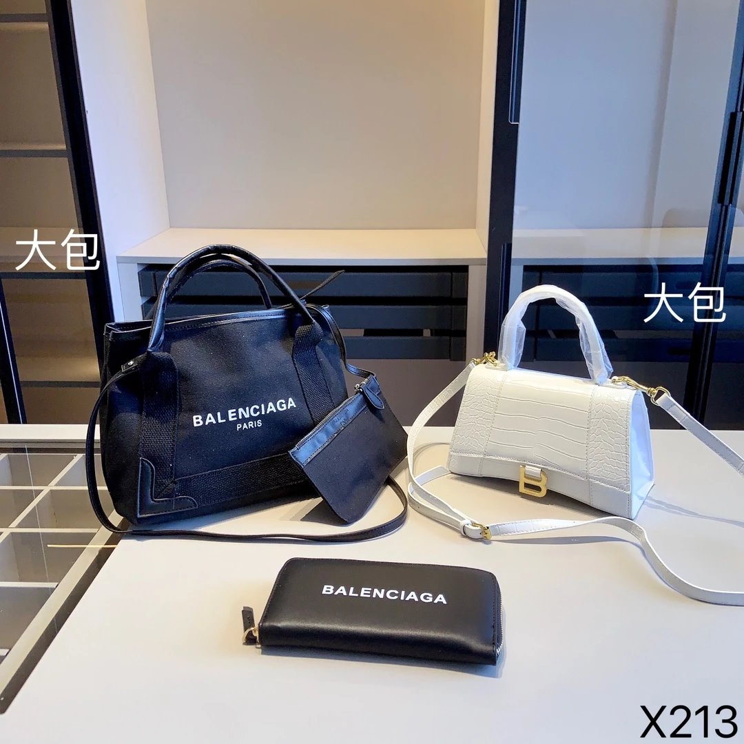 Balenciaga Hourglass Crumpled Leather Black Duffle Bag - 8
