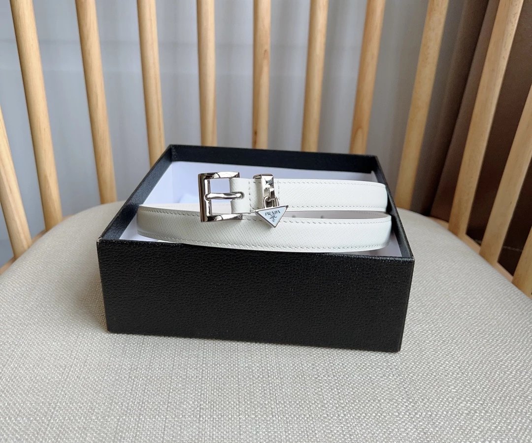Prada Triangle Logo Saffiano Leather Belt Tan - 4