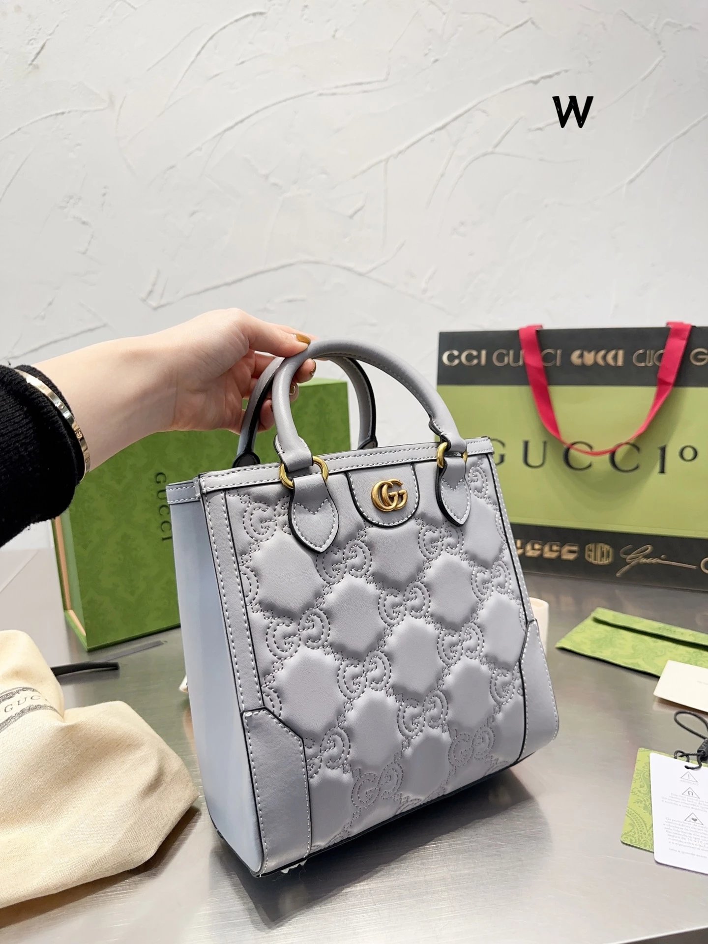 Gucci Ophidia GG Tote Bag Beige Brown with Web Stripe Handbag - 8