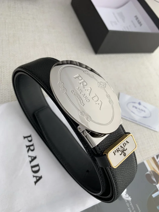 Prada Belts Leather belt with logo buckle product detail image 15