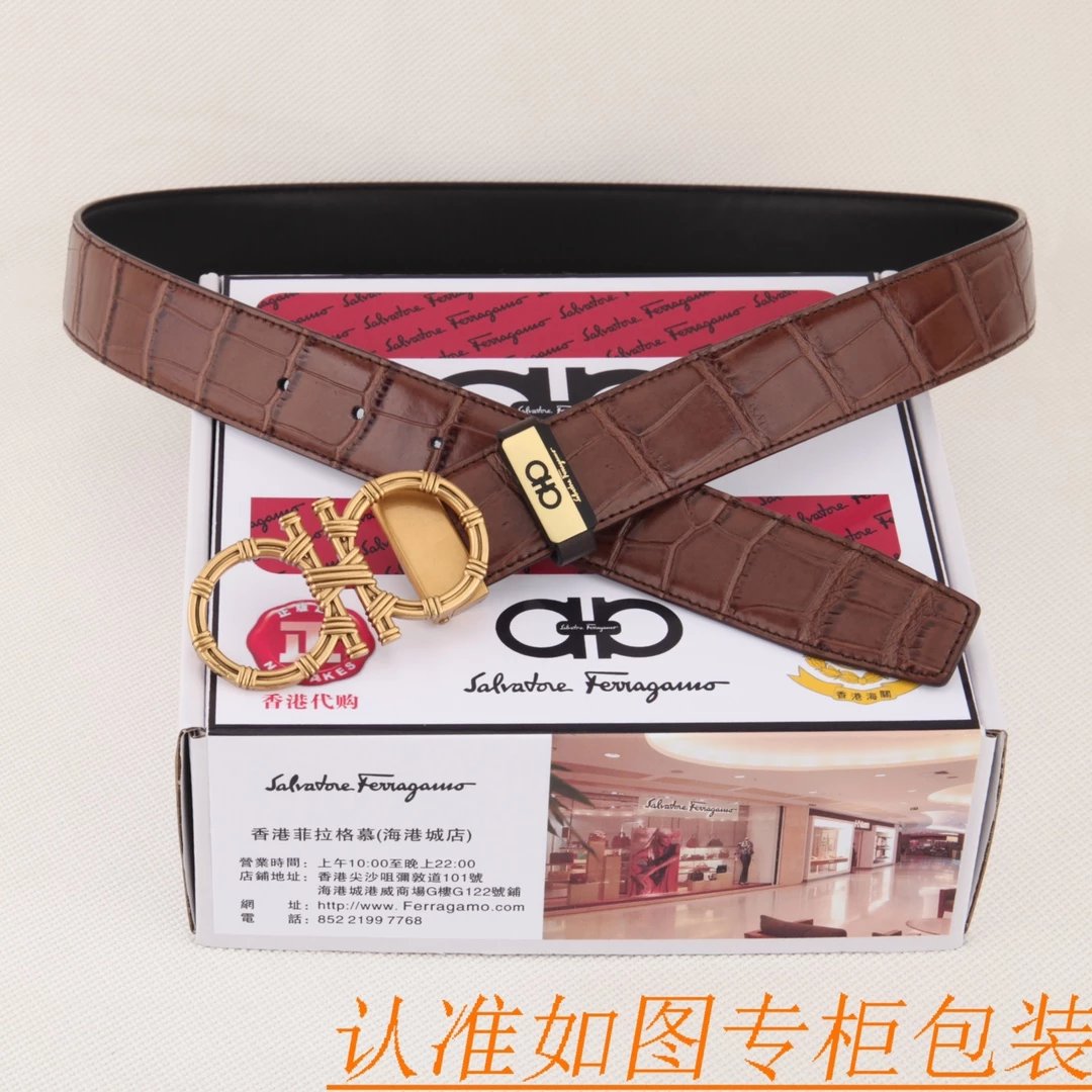 Salvatore Ferragamo Gancini Belt Black Leather Belt - 15