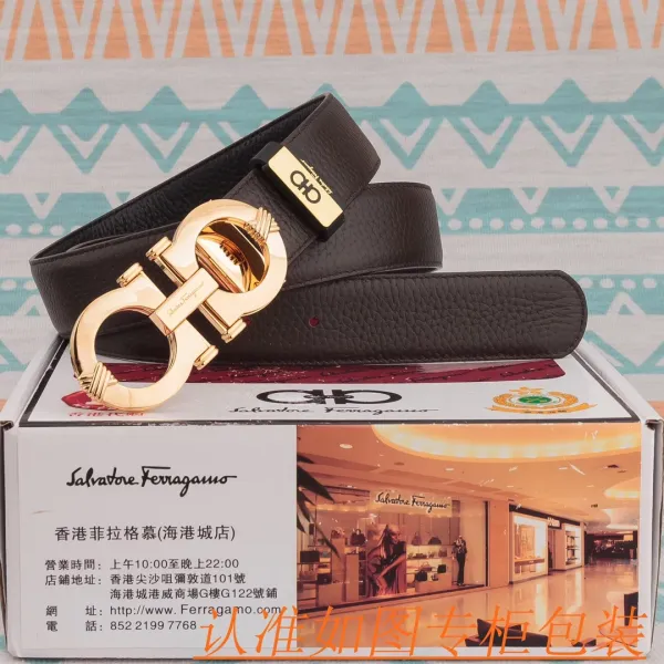 Salvatore Ferragamo Gancini Belt Black Leather Belt - 10