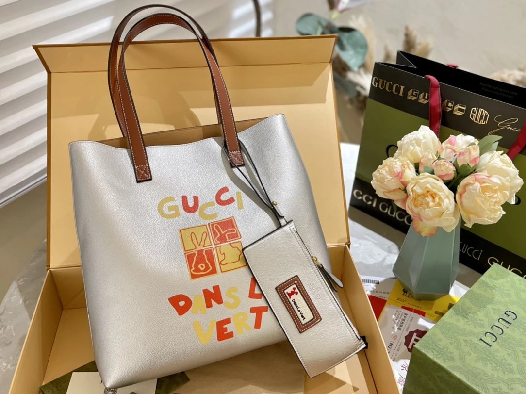 Gucci Bamboo Top Handle Tote in Tan with Sky Blue Trim and Web Strap Handbags - 8