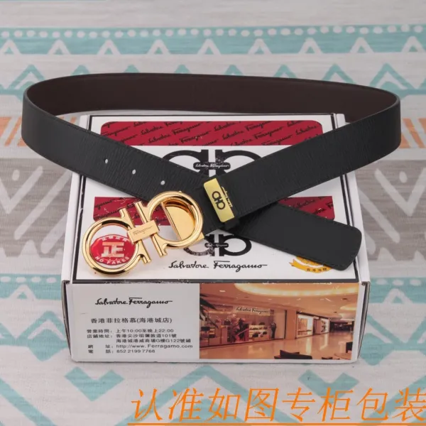 Salvatore Ferragamo Gancini Belt Black Leather Belt - 4