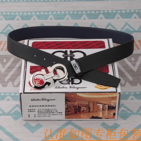 Salvatore Ferragamo Gancini Belt Black Leather Belt - 1