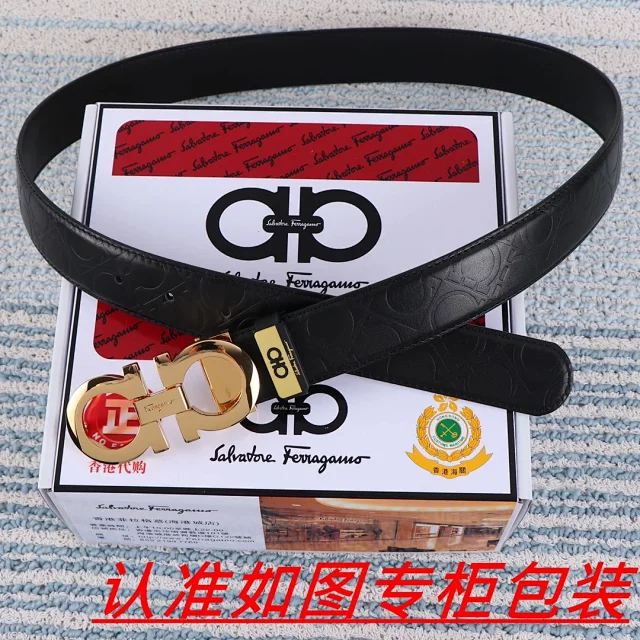 Ferragamo Belts Gancini buckle embossed leather belt product detail image 2