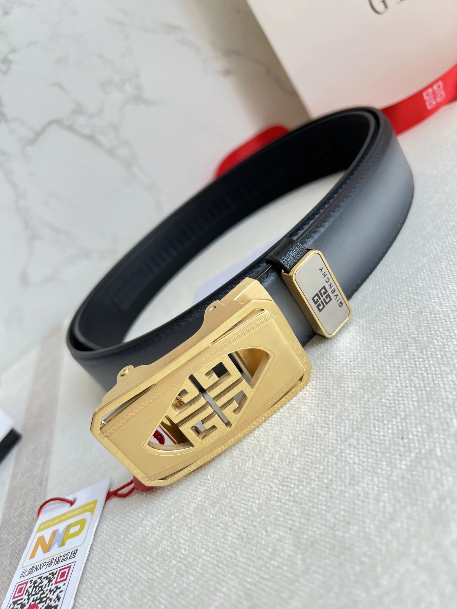 Givenchy 4G Logo Buckle Belt Black Leather Belt - 11