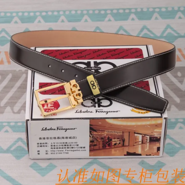 Salvatore Ferragamo Gancini Belt Black Leather Belt - 12