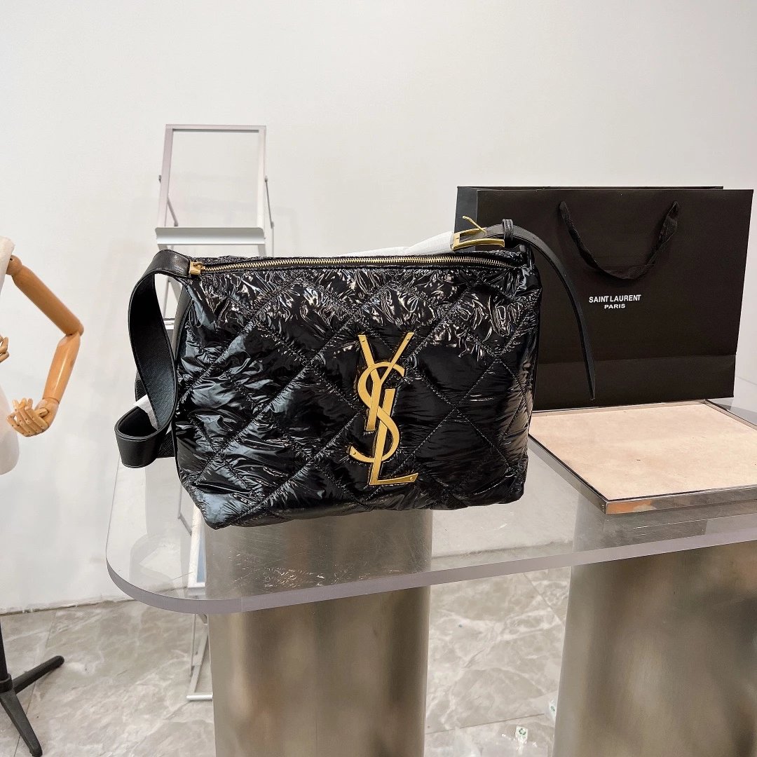 Saint Laurent Rive Gauche Straw Tote Bag Beige with Gray Leather Trim - 14