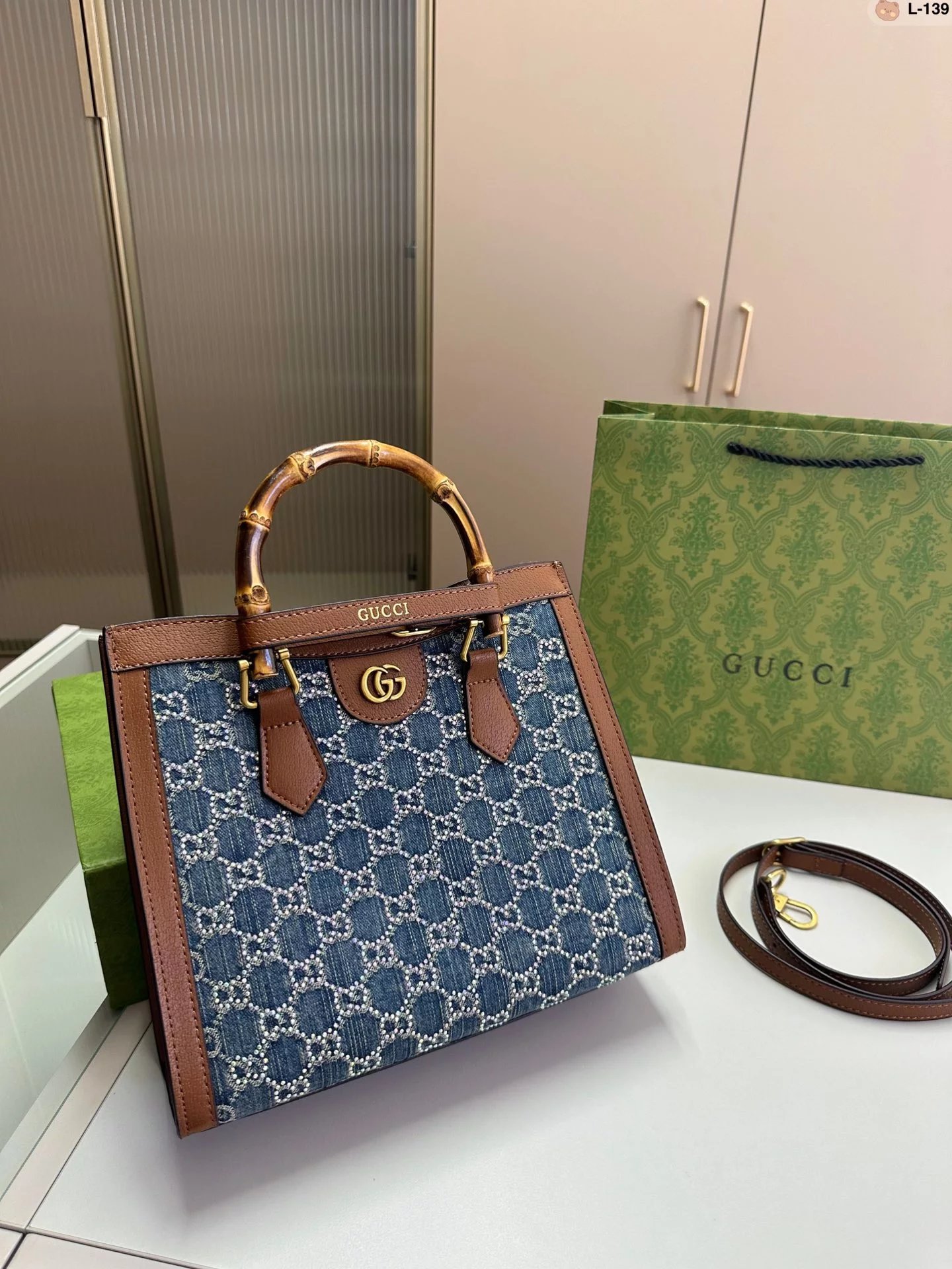 Gucci Ophidia GG Tote Bag Beige Brown with Web Stripe Handbag - 3