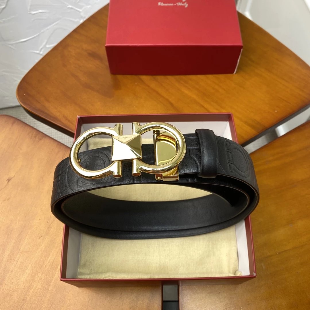 Salvatore Ferragamo Gancini Buckle Black Leather Belt - 5