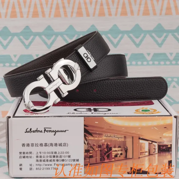Salvatore Ferragamo Gancini Belt Black Leather Belt - 11