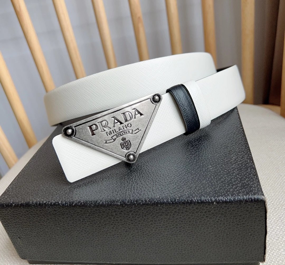 Prada Triangle Logo Saffiano Leather Belt Tan - 8