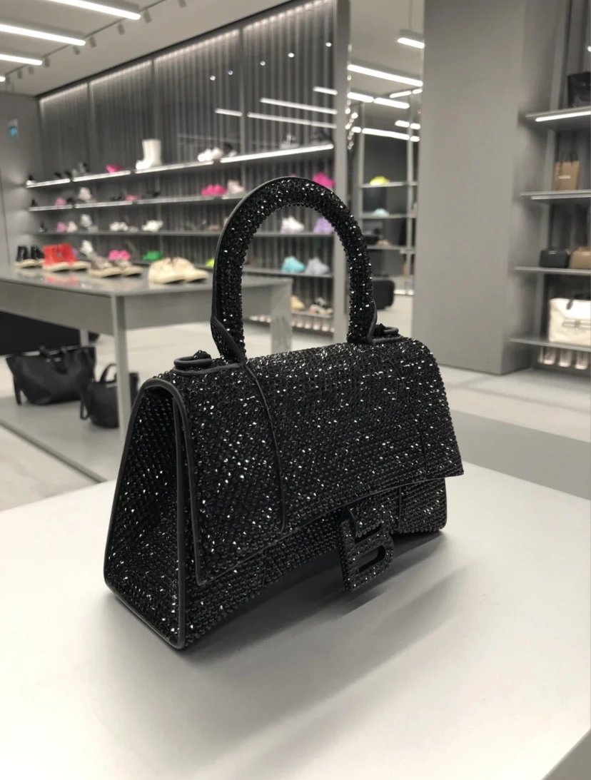 Balenciaga Hourglass Mini White Croc-Embossed Chain Bag Shoulder Bags - 6