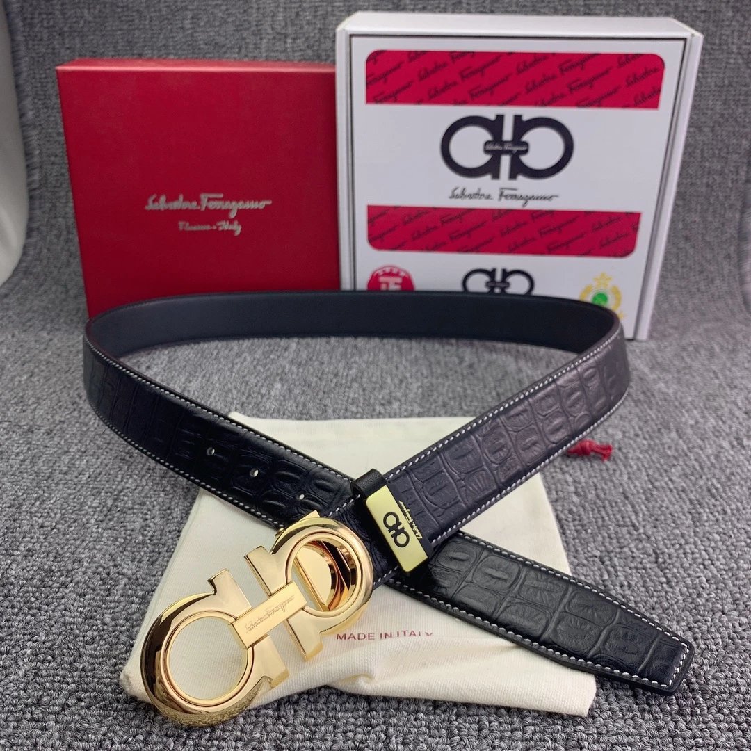 Salvatore Ferragamo Gancini Double G Buckle Tan Leather Belt - 3