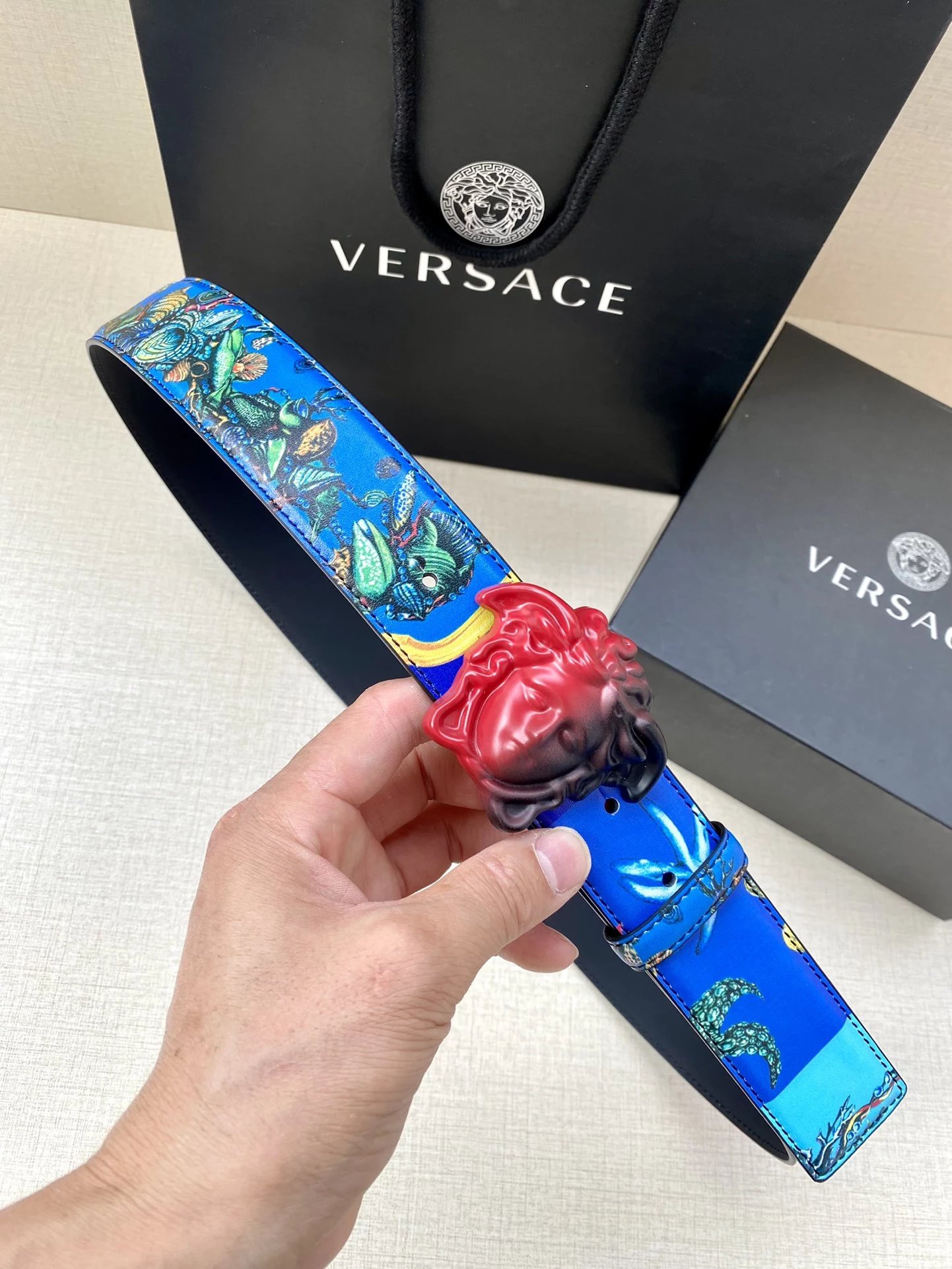 Versace Medusa Head Belt Multicolor Leather Belt - 9