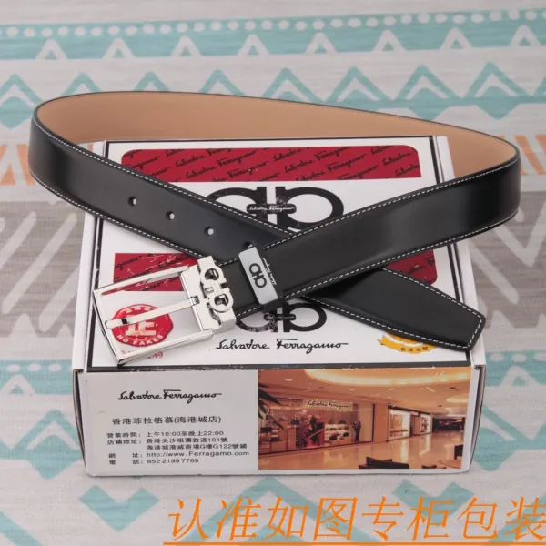 Salvatore Ferragamo Gancini Belt Black Leather Belt - 6