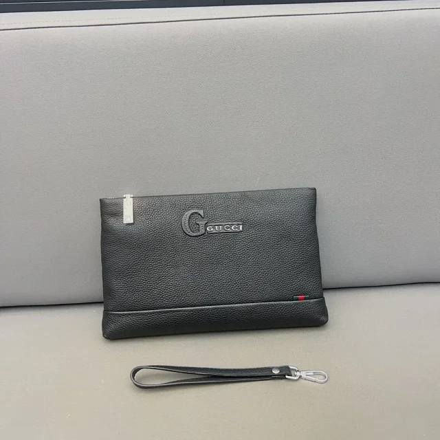 Gucci Wallets & Card Holders Black zip-around wristlet wallet with embossed Double G design product detail image 5