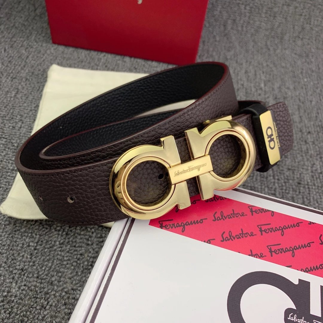 Salvatore Ferragamo Gancini Double G Buckle Tan Leather Belt - 11