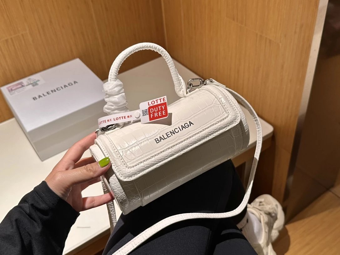 Balenciaga Logo Print Mini Tote Bag White Handbags - 8