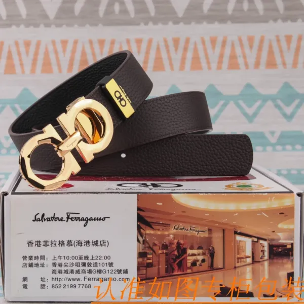 Salvatore Ferragamo Gancini Belt Black Leather Belt - 8