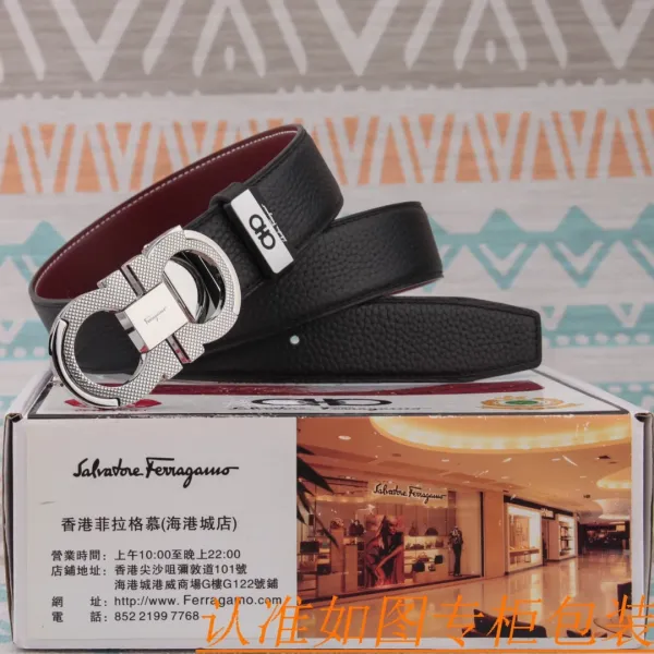 Salvatore Ferragamo Gancini Belt Black Leather Belt - 15
