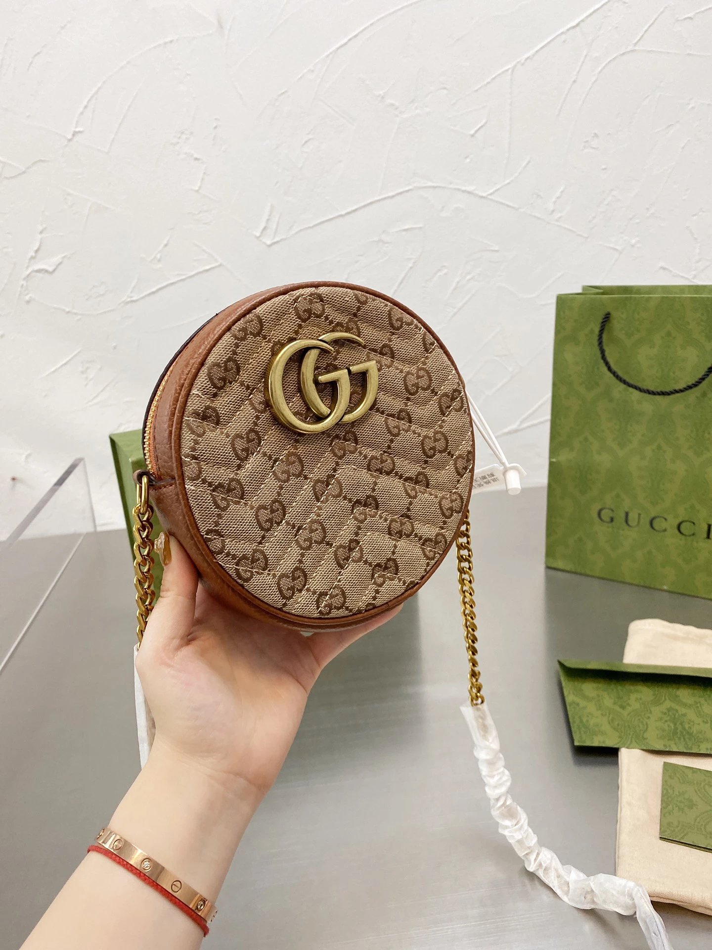 Gucci x Disney Mickey Mouse Round Shoulder Bag Brown - 10