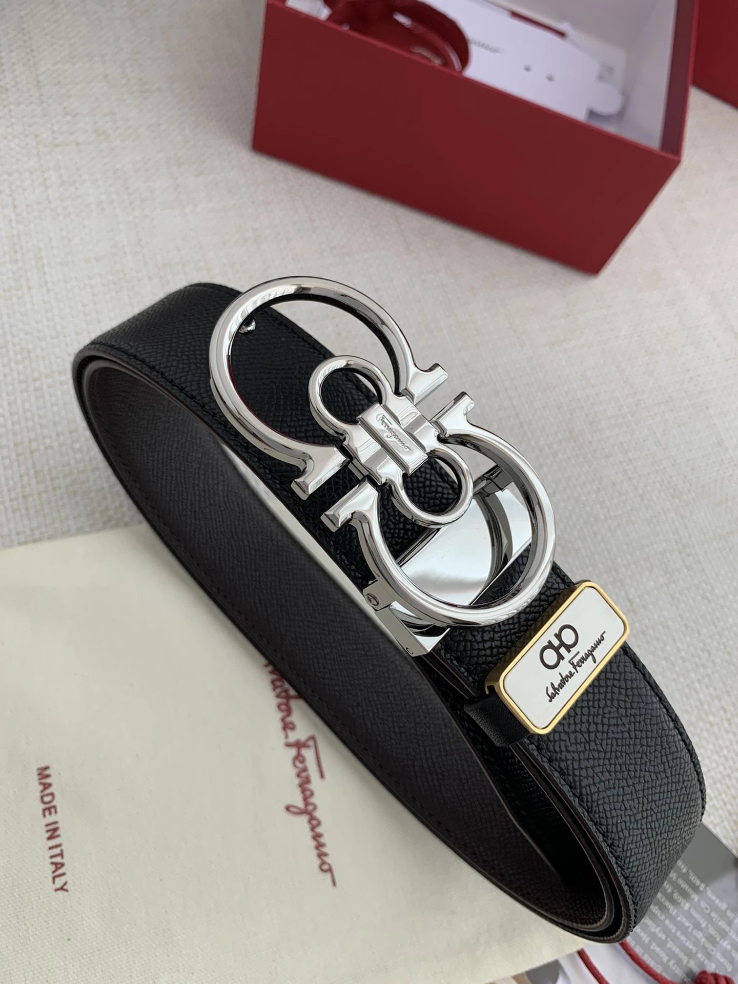 Salvatore Ferragamo Gancini Double G Buckle Tan Leather Belt - 13